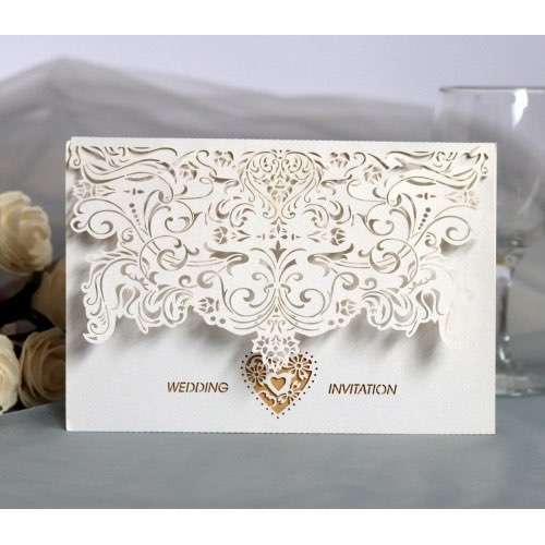White Greeting Card Wholesale Wedding Invitation Card Heart-shaped